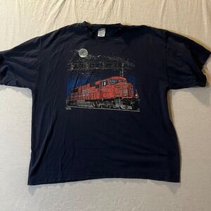 Daylight Sales Train Locomotive‎ Graphic T Shirt Mens 2XL Navy Blue Tee